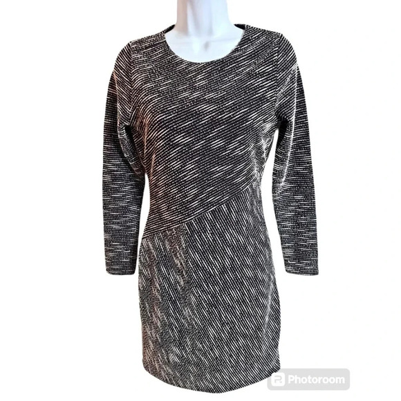 Banana Republic Women's Black Gray Textured Knit Sheath Dress Size 0 Career Lux - Picture 2 of 7